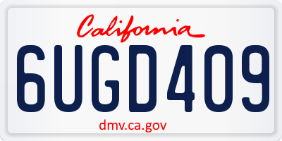 CA license plate 6UGD409