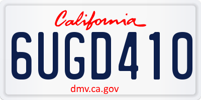 CA license plate 6UGD410