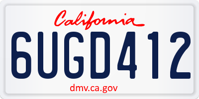 CA license plate 6UGD412