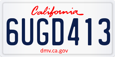 CA license plate 6UGD413
