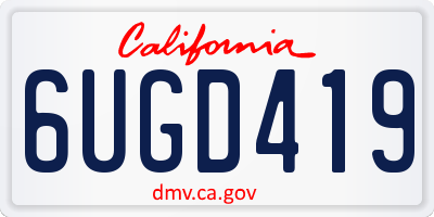 CA license plate 6UGD419