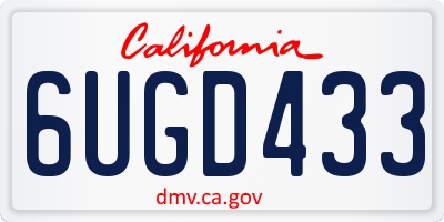 CA license plate 6UGD433