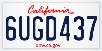 CA license plate 6UGD437