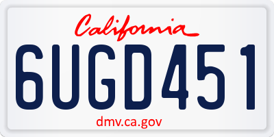 CA license plate 6UGD451