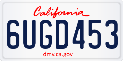 CA license plate 6UGD453