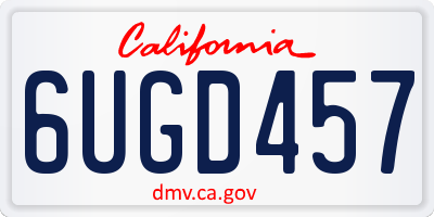 CA license plate 6UGD457