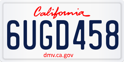 CA license plate 6UGD458