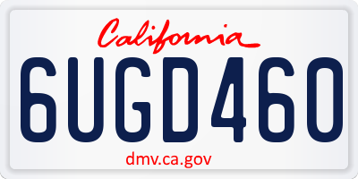 CA license plate 6UGD460
