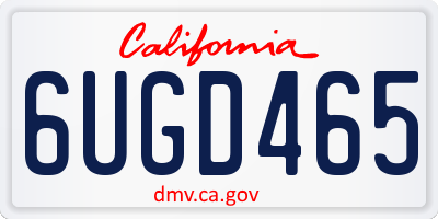 CA license plate 6UGD465