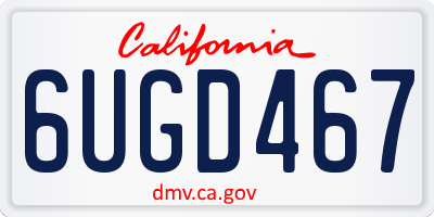 CA license plate 6UGD467