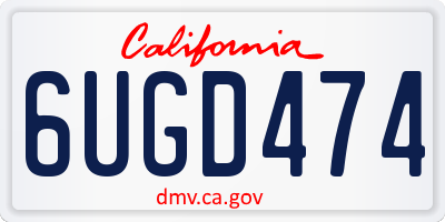 CA license plate 6UGD474