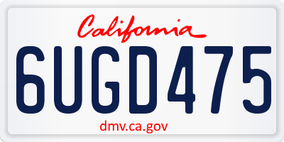CA license plate 6UGD475