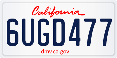 CA license plate 6UGD477