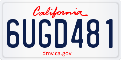 CA license plate 6UGD481