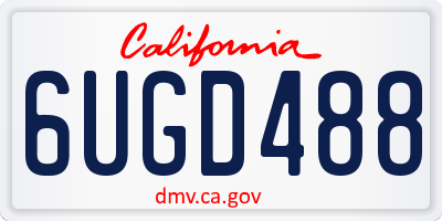 CA license plate 6UGD488