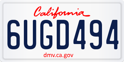 CA license plate 6UGD494
