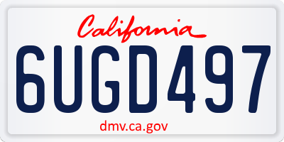 CA license plate 6UGD497