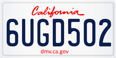 CA license plate 6UGD502