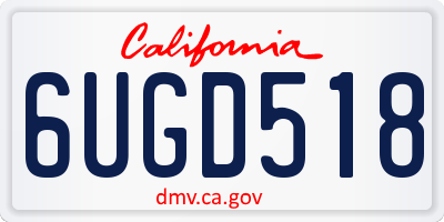 CA license plate 6UGD518