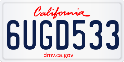 CA license plate 6UGD533