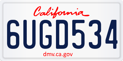CA license plate 6UGD534