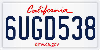 CA license plate 6UGD538