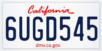 CA license plate 6UGD545
