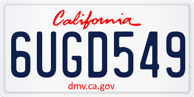 CA license plate 6UGD549