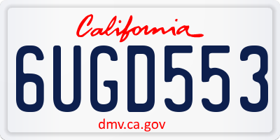 CA license plate 6UGD553