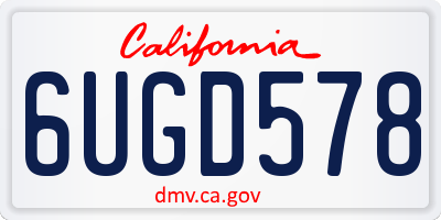 CA license plate 6UGD578