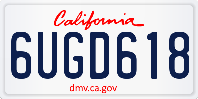 CA license plate 6UGD618