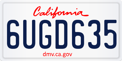 CA license plate 6UGD635