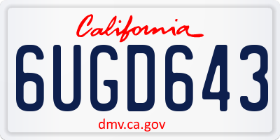 CA license plate 6UGD643