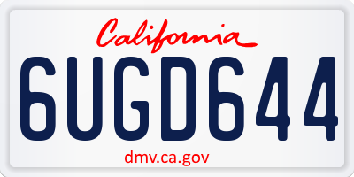 CA license plate 6UGD644