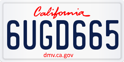 CA license plate 6UGD665