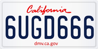 CA license plate 6UGD666