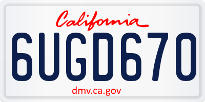 CA license plate 6UGD670