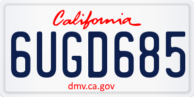 CA license plate 6UGD685