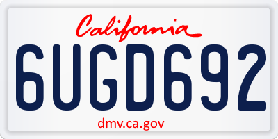 CA license plate 6UGD692