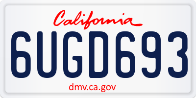CA license plate 6UGD693