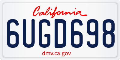 CA license plate 6UGD698