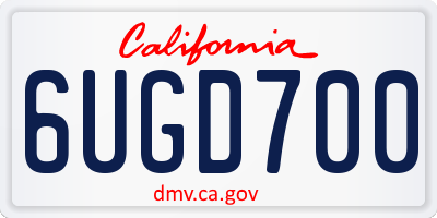 CA license plate 6UGD700