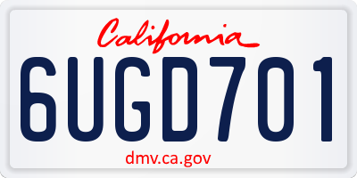 CA license plate 6UGD701