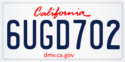 CA license plate 6UGD702