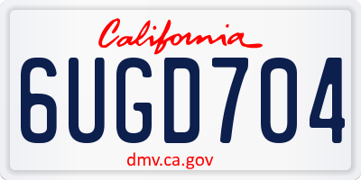CA license plate 6UGD704