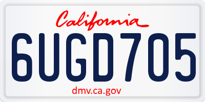 CA license plate 6UGD705