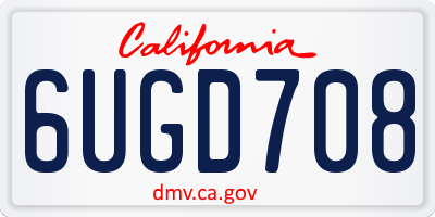 CA license plate 6UGD708