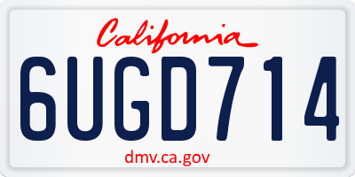 CA license plate 6UGD714