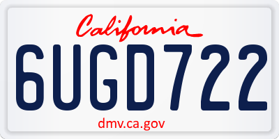 CA license plate 6UGD722