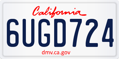 CA license plate 6UGD724